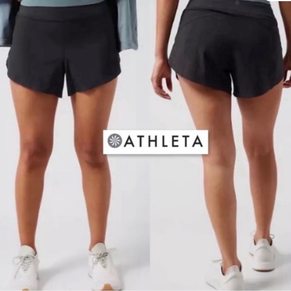 Athleta Women's Black Split-Hem Active Shorts Run With it small